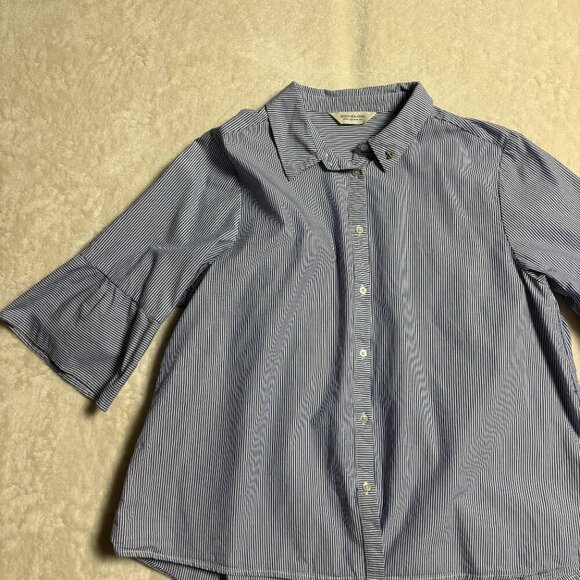 Scotch and Soda Womens Button‎ Down Blouse Size M Nautical Blue Striped Sailor - Picture 6 of 14